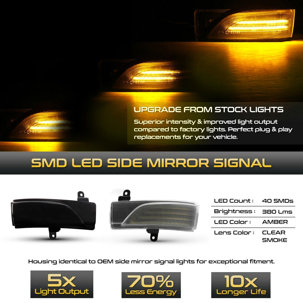 2Pc LED Dynamic Side Mirror Light Dynamic Turn Signal Position Lamp For Subaru WRX STI Forester Outback Impreza Legacy Crosstrek