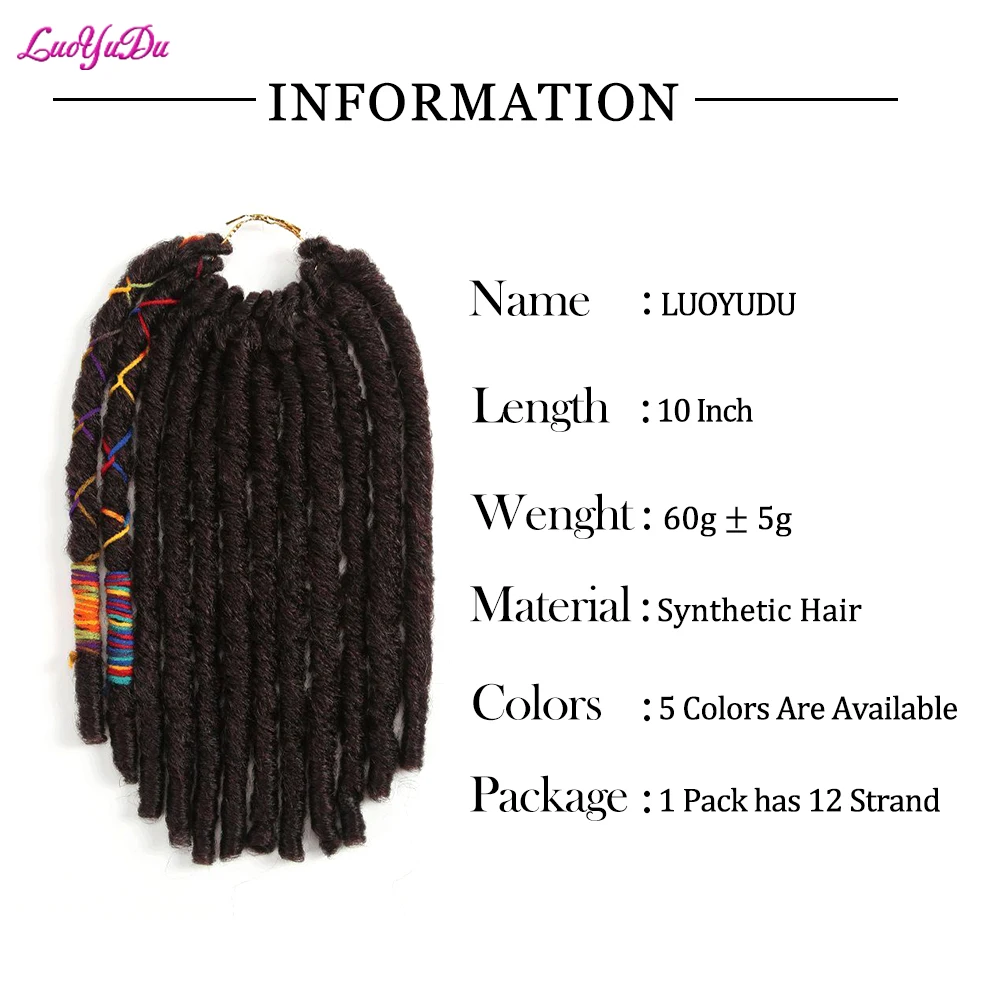 Afro Crochet Hair Dreadlocks Faux Locs Braiding Hair Extensions Synthetic Decorative Braids Pre Stretched 10 Inch For Women