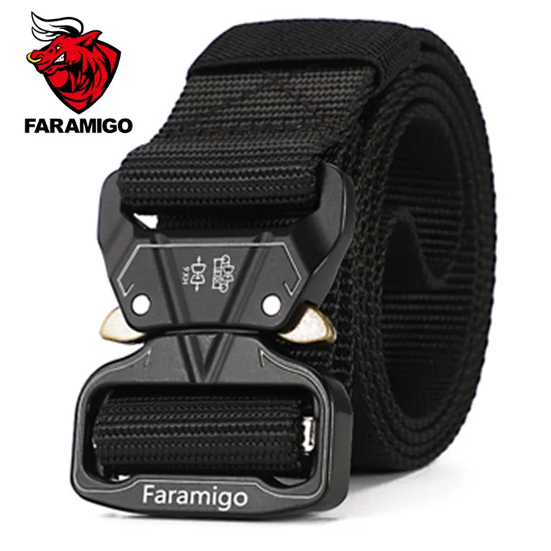 

FARAMIGO Tactical Belt 3.8CM Wide Heavy Duty Military Style men belt Tactical Belts for men Marine Corps Canvas For Nylon Belt