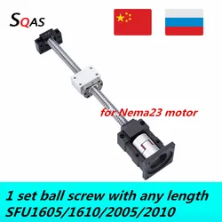 1 set ball screw SFU1605 SFU1610 SFU2005 SFU2010 end machined with BKBF12/15+nut holder+coupling+motor seat/mount for CNC router