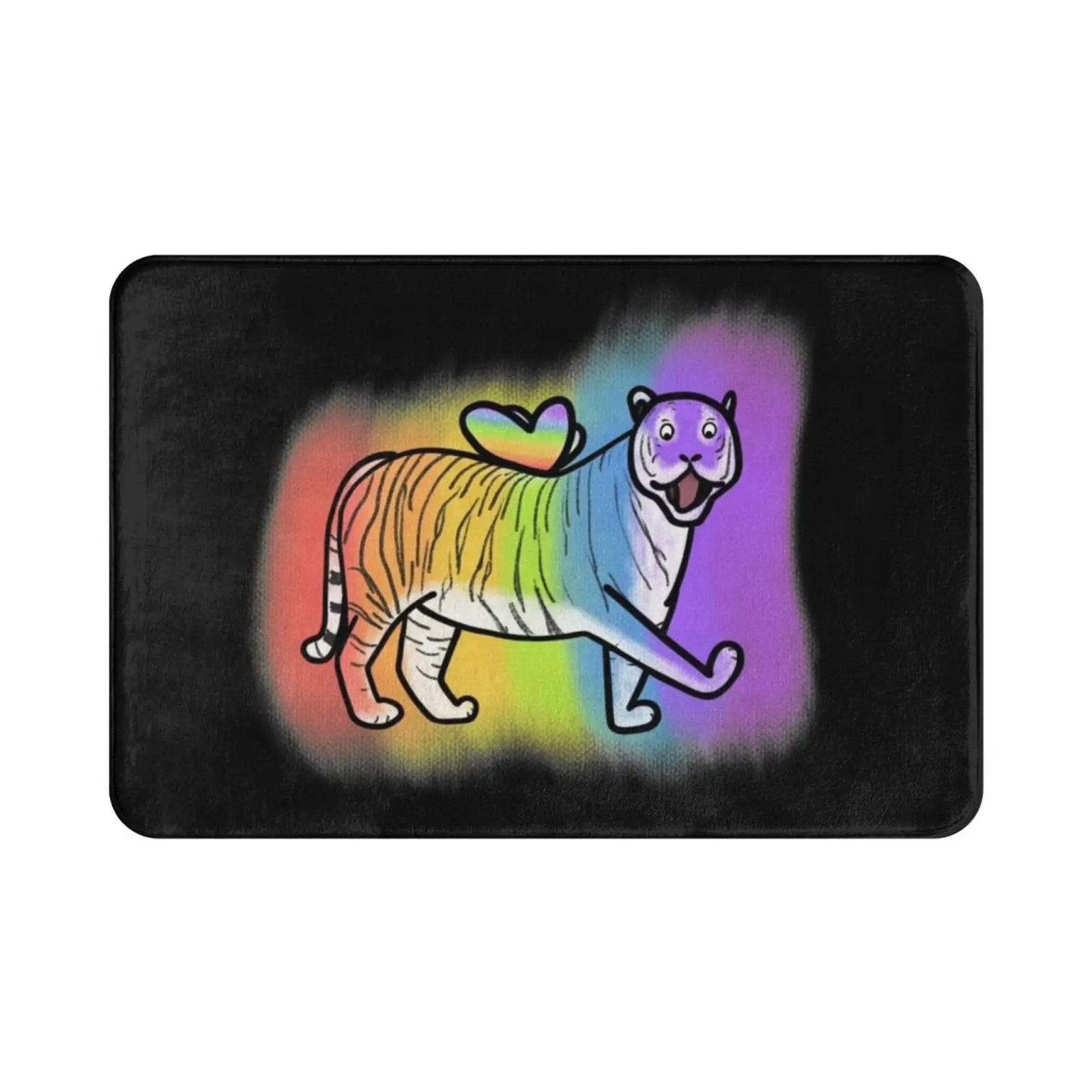 Flying Rainbow Tiger Carpet Mat Rug Cushion Marymwoolf Mary Woolf Character Cute Tiger Cartoon Animal Funny Happy Rainbow