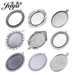 5pcs/lot Oval Pendant Blank Settings Cabochons Bases Bezel Trays Fit 30x40mm Oval Glass Necklace DIY Jewelry Making Findings