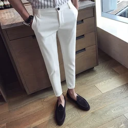 2022 Summer Men Business Casual Pants Korean version Nine Pants Fashion Men's Trousers Men's High-Quality Social Slim Suit Pants