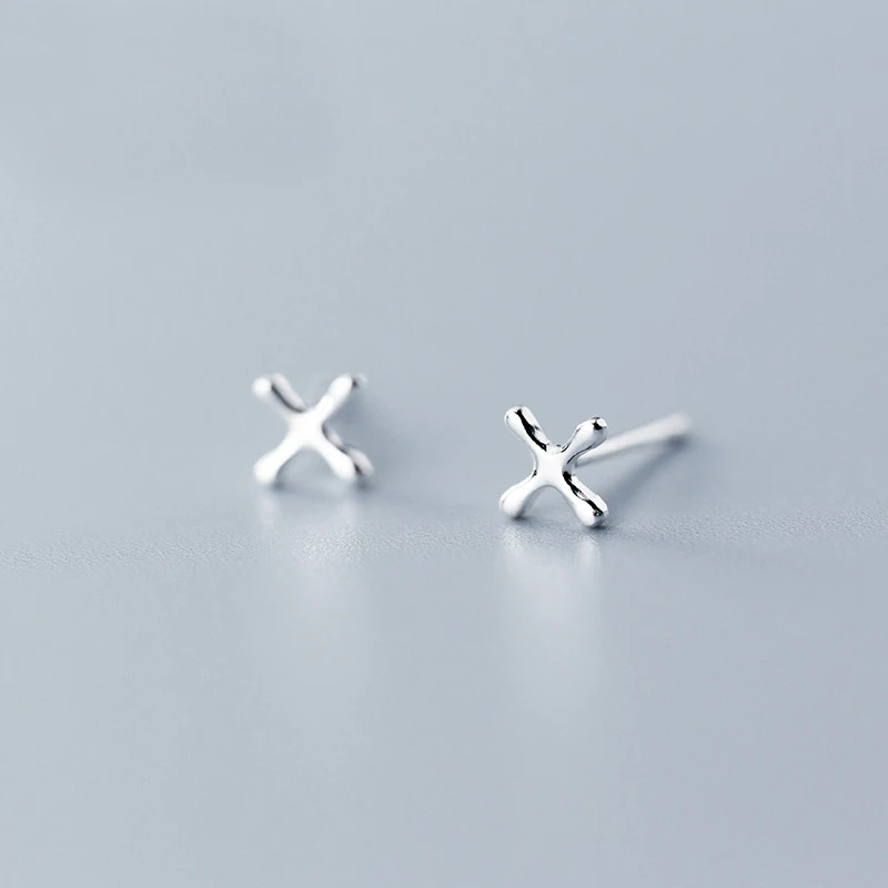 

MloveAcc New Arrival 925 Silver Mini Cross Stud Earrings for Women Girls Earrings Jewelry Brincos