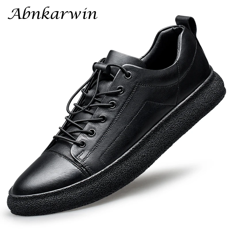 Fashion Casual Men White Shoes Genuine Leather Sneakers Flat Trend Shoes 2022 Big Size 47 48