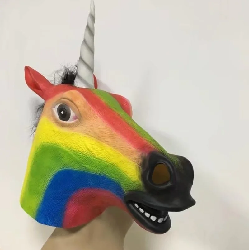 Masque de licorne en arc-en-ciel pour adultes, masques d'animaux, têtes de fête