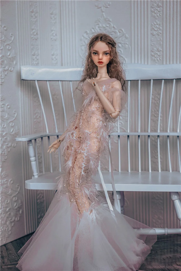 1/4 1/3 Scale BJD Clothes Translucent White Vintage Mermaid Fairy Dress For BJD/SD MSD SD13 Big Girl Doll Accessories C1043