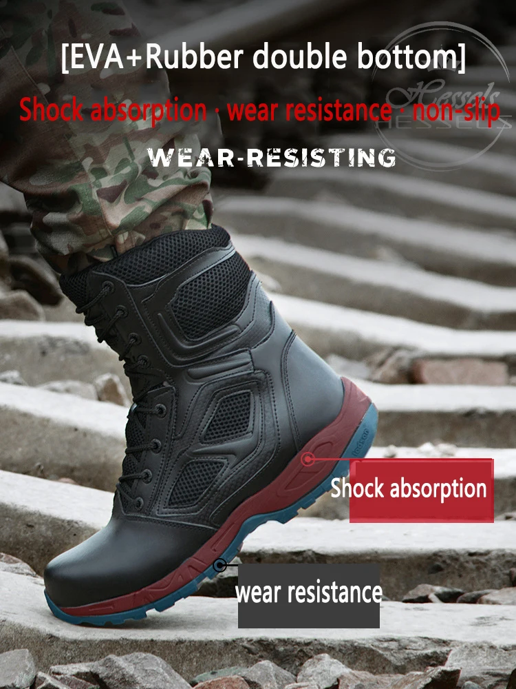 Mountain Outdoor Climbing Shoes Men Wear-resisting Non-slip Large Size Trekking Hiking Boots Military Tactical Rubber Sole Boots