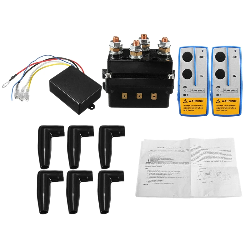 12V 500A Winch Solenoid Relay Contactor+ Wireless Winch Remote Control Kit for Truck Jeep ATV 5500-12000Lbs Winch (500A)