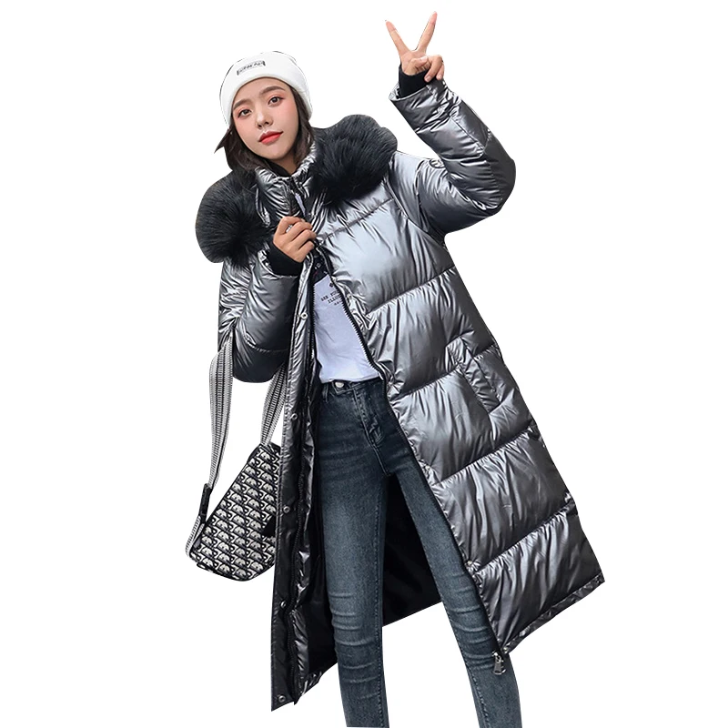 

Oversized Cotton Jackets Women Fur Collar Hooded Long Parka Women 21 Winter Loose Warm Outerwear Korean Thick Coat Female LD1935