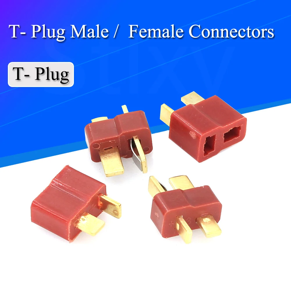 

10PCS T- Plug Male & Female Connectors Deans Style For RC LiPo Battery ESC