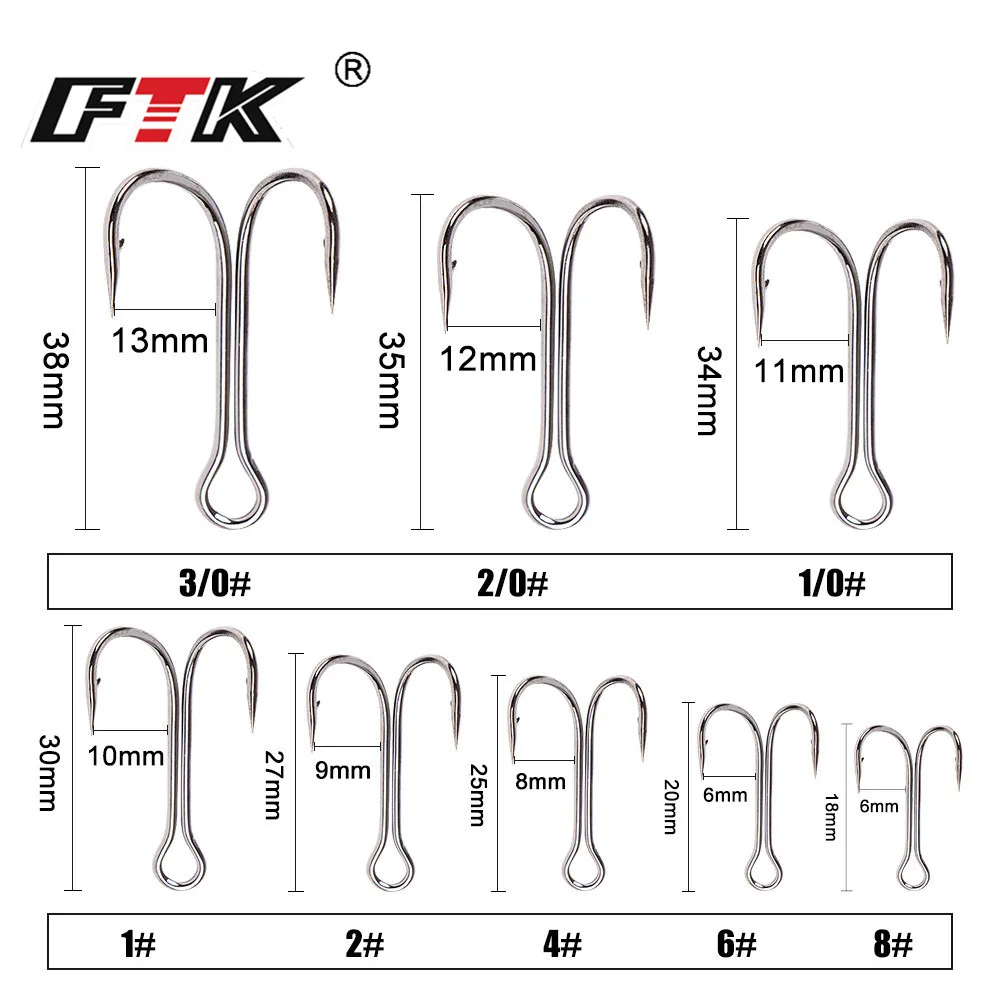 FTK 20pcs/pack Fishing Hooks Double Fishing Hooks Barbed Carp Fishhook For Soft Worm Lure High Carbon Steel Duple Hooks