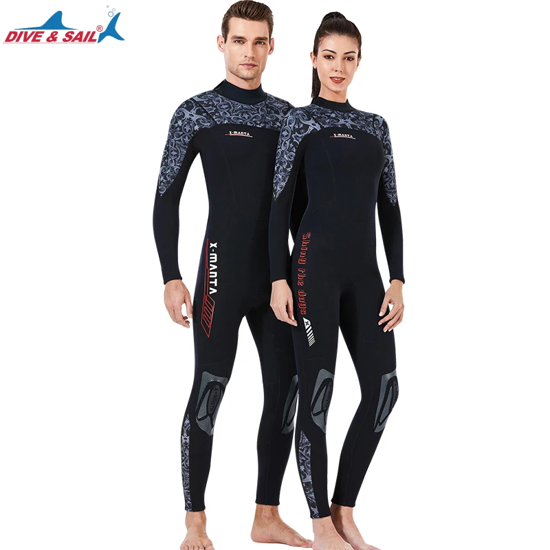 Full Wetsuits for Men and Women, Neoprene Scuba Diving Suits, Back Zip Swimming Suit, One Piece Long Sleeve, Water Sports, 3mm