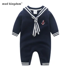 Mudkingdom Boutique neonati maschi maglione nautico pagliaccetti Stripe primavera autunno Sailor Sytle Infant Crawl tuta vestiti del bambino