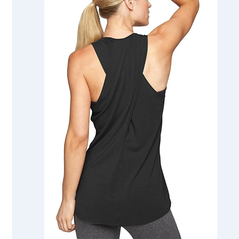 2024 New Women\'s Cross Back Yoga Shirt Sleeveless Racerback Workout Active Tank Top Gym sports vest Sleeveless shirt Fitness