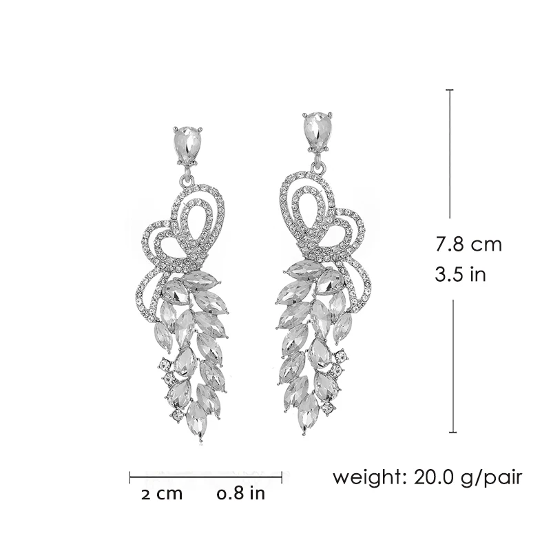 Veyofun Symmetrical Butterfly Hollow out Crystal Drop Earrings Ethnic Dangle Earrings Jewelry for Women Brinco