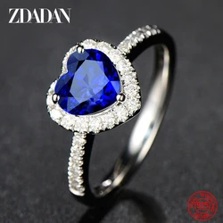 ZDADAN-anillos de plata de ley 925 con piedras preciosas azules, joyería de boda, regalo de moda para mujer