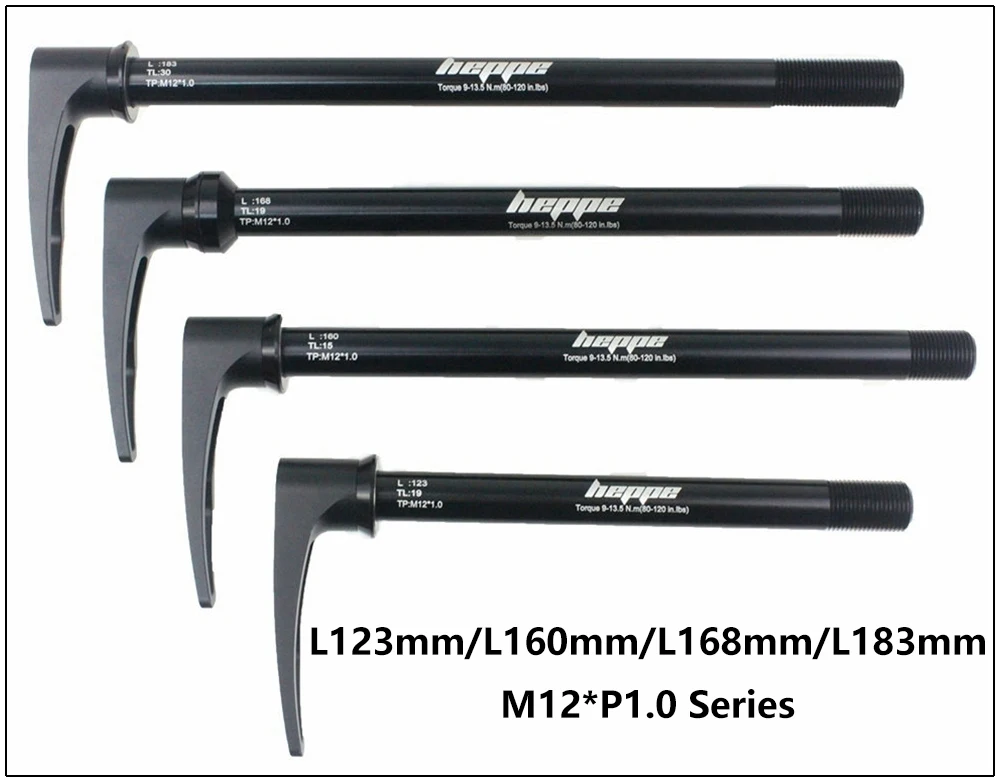 HEPPE MTB Road Bike Thru Axle Front Fork Shaft Skewers 12x100 12x110 Rear Thru Axle 12x142 12x148 Quick Release M12xP1.0/P1.75