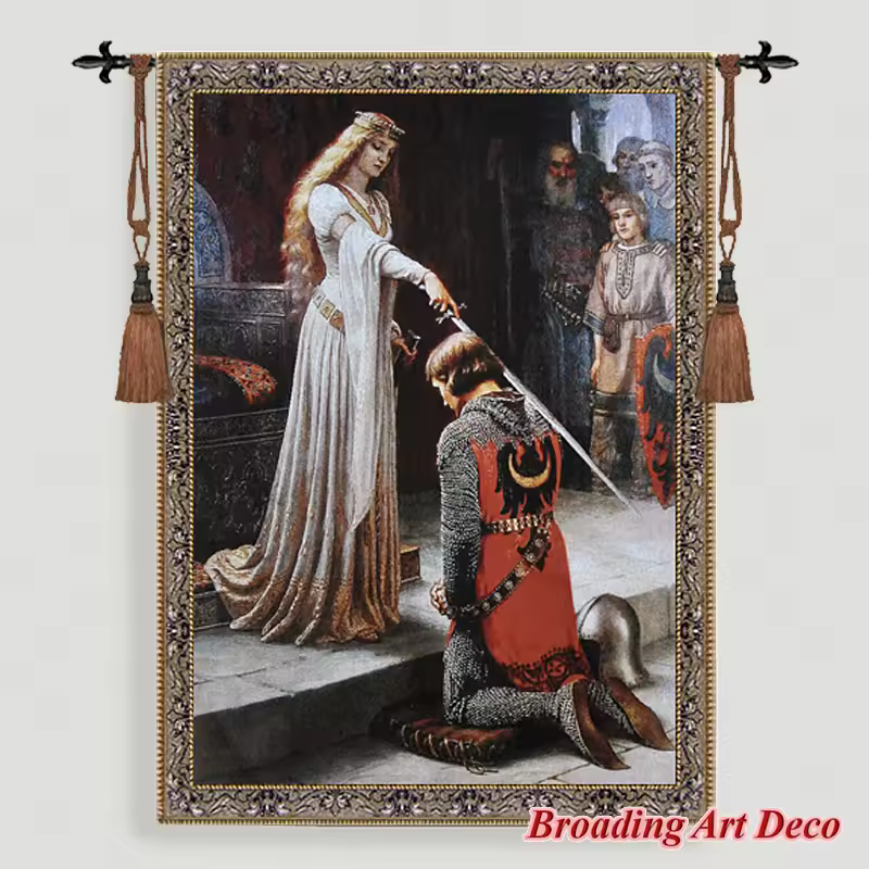 The Accolade Medieval Art Tapestry Wall hanging Jacquard Weave Gobelin Textile Decoration Aubusson Cotton 100% Size 140x100cm