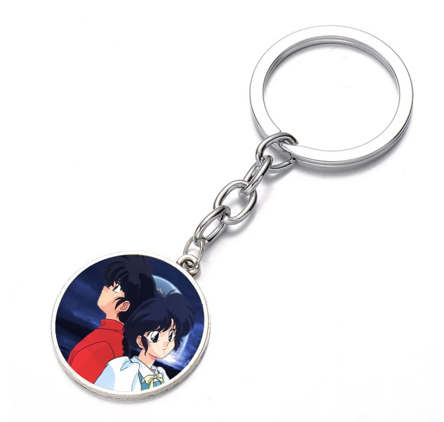 Anime Ranma creta portachiavi cupola di vetro portachiavi borsa pendente con ciondolo bronzo supporto nero bambini ragazzi ragazza portachiavi regalo