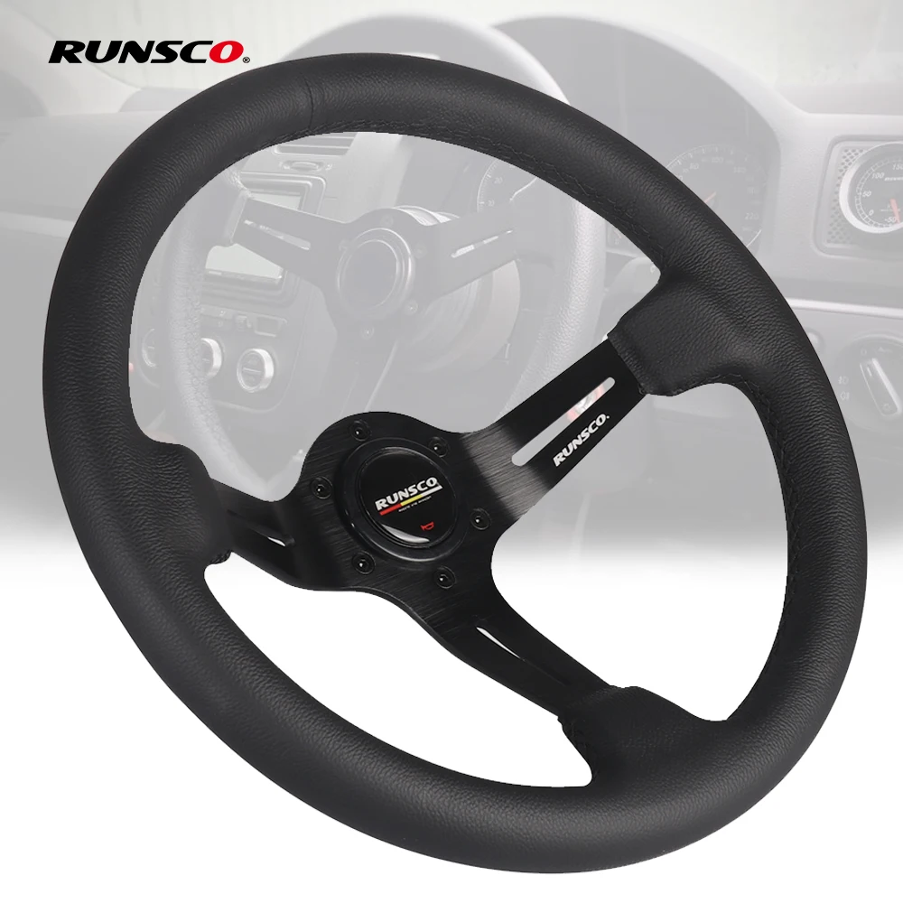 Car Steering Wheel Real Leather JDM Steering Wheel Pc Game Sim Racing Drift Steering Wheel