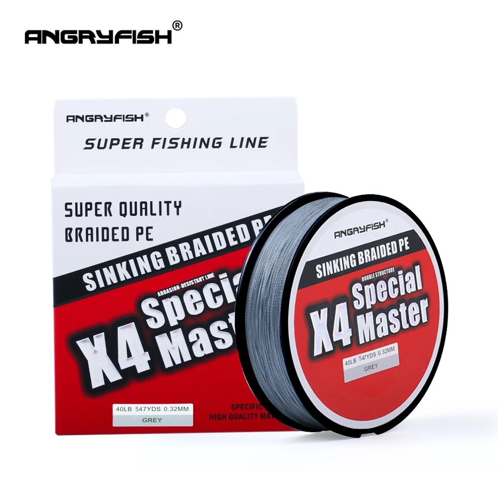 Angryfish 4x 500M Sinking Braided Line Double Structre Smooth Strong tension Braided PE 10-80LB