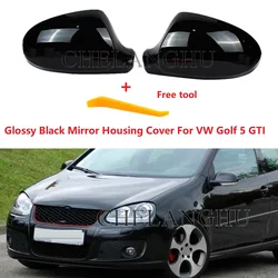 Glossy Black Rear Mirror Cover For VW Golf R32 GTI 2006 2007 2008 2009 Door Wing Mirror Housing Case