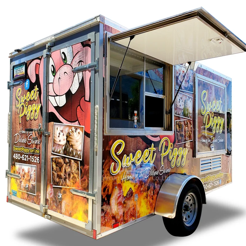 모바일 푸드 카트, 이동식 주방 푸드 트럭, BBQ, 피자 트레일러, 쿠키, 팝콘 할인, 푸드 트레일러, 전체 장비 판매