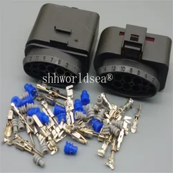 Shhworldsea 14 Pin/Way Car Xenon Headlight Lamp Plug Connector Socket Housing 1J0973837 1J0973737 For Audi for VW Golf MK6 Skoda