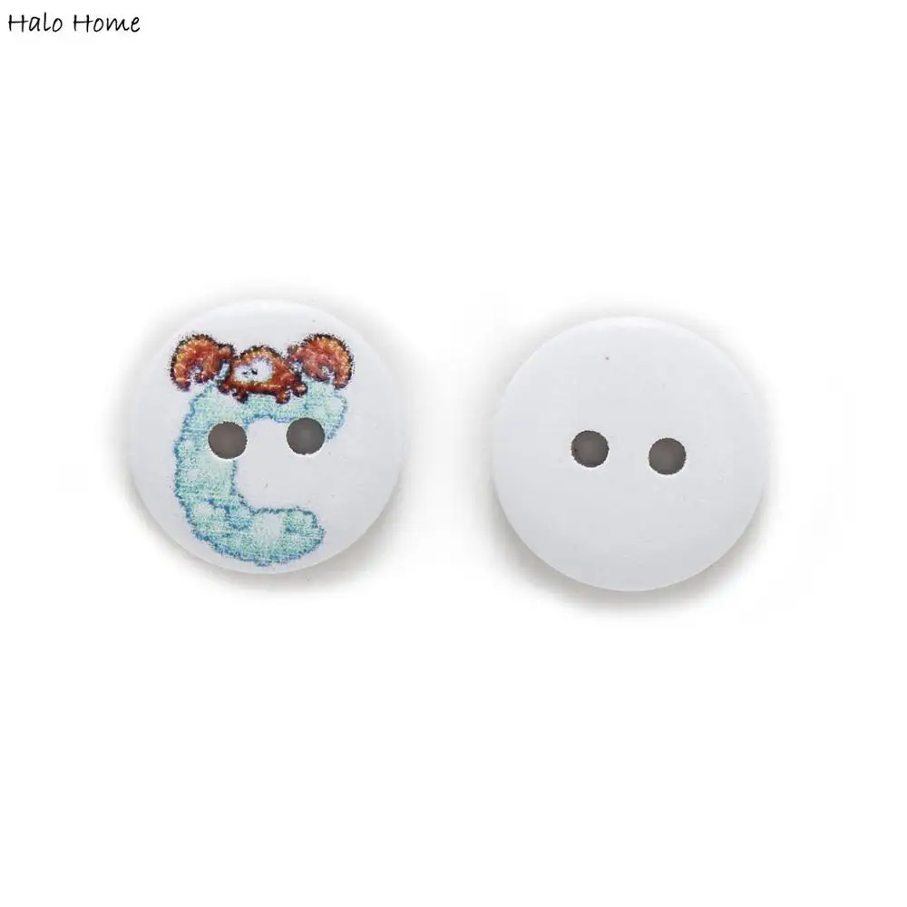 Mixed 50pcs 2 Hole Xmas/Bubble Alphabet/Letter Round Wood Buttons Sewing Scrapbooking Home Clothing Decor Card Making DIY 15mm