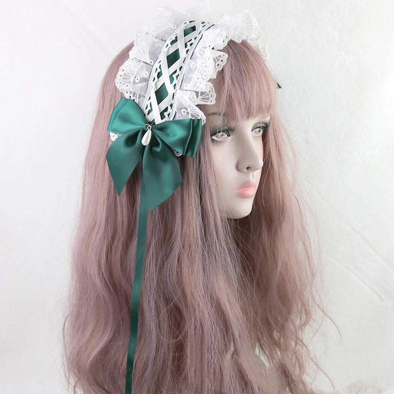 Lace Lolita Headband Maid Soft Girl Kawaii Hair Accessories Japanese Cosplay Black Bow Anime Headdress