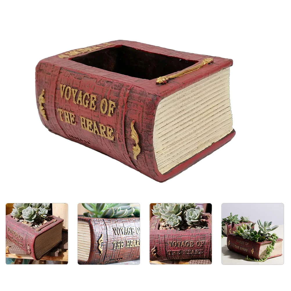 Pot Flower Pots Book Planter Mini Shape Bonsai Succulent Desktop Resin Air Flowerpot Faux Containers Design Home Indoor