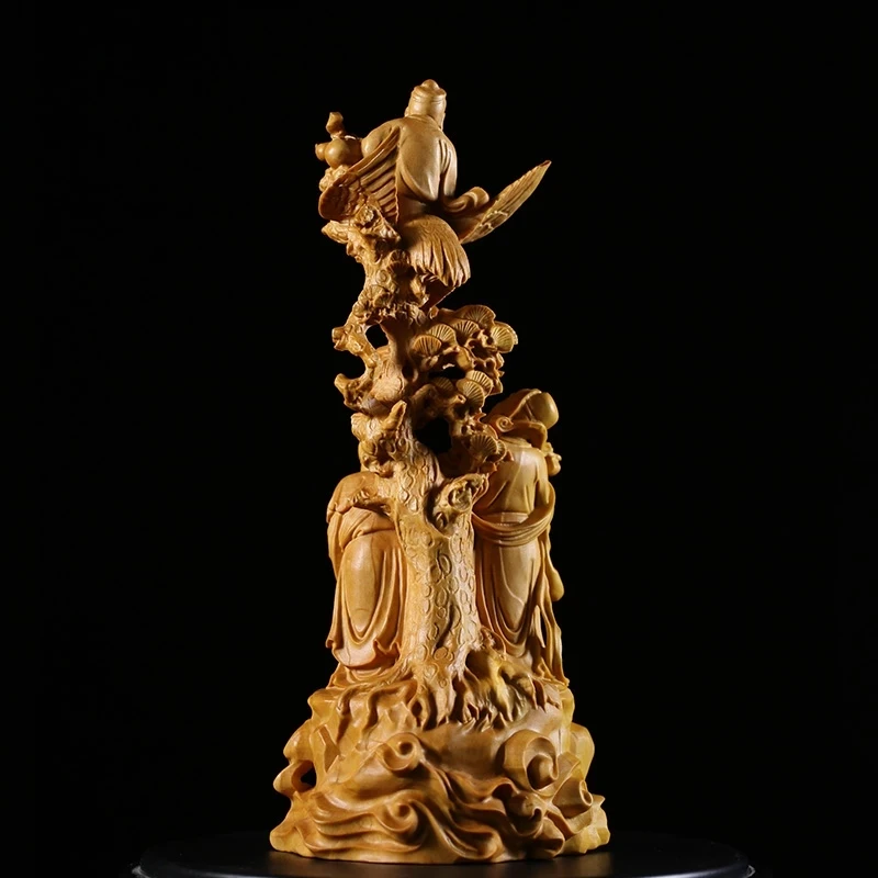 

CCZHIDAO Sanxing 19CM Three Star Mythology Fu, Lu, Shou Solid Wood Home Decoration Lucky Carving Gift