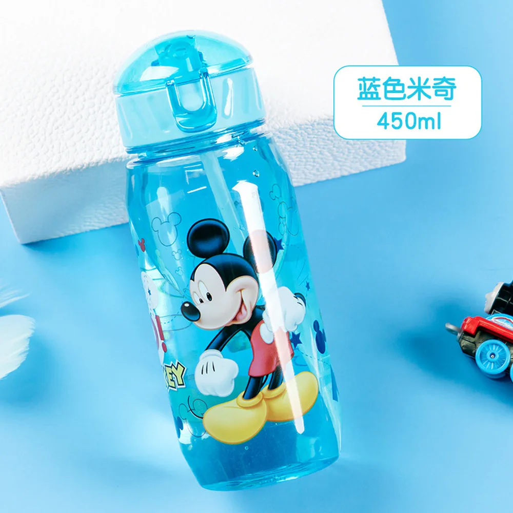 Disney myszka Mickey Minnie dziecięcy plastikowy kubek kubek ze słomką studenci butelka do picia wody dla chłopca 450ml