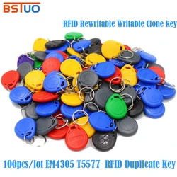 100pcs/lot EM4305 T5577 125khz Copy Rewritable Writable Rewrite keyfob RFID Tag Key Ring Card Proximity Token Badge Duplicate