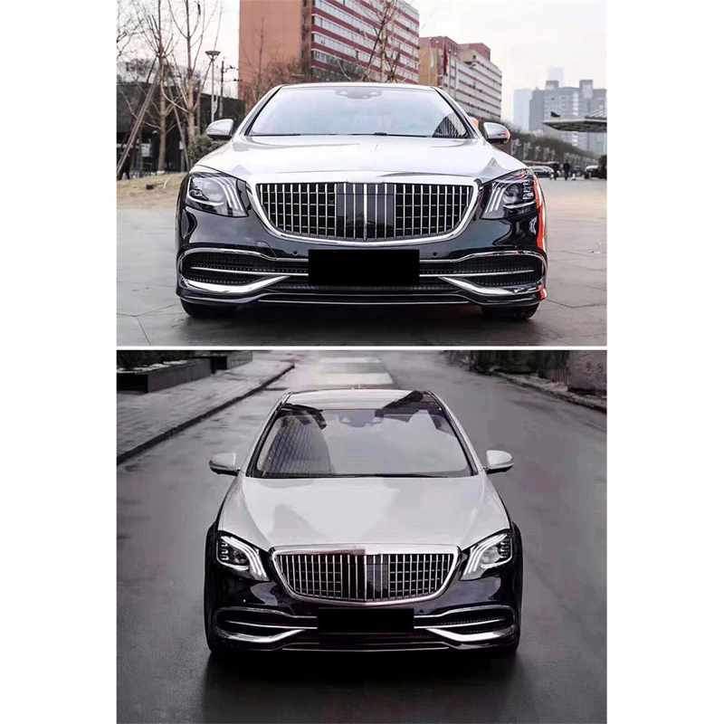 Auto Bumber For Mercedes-Benz S class W222 2014-2019 ABS Front Grill S450 S500 S560 S680 Middle Grille For Maybach Vertical Bar