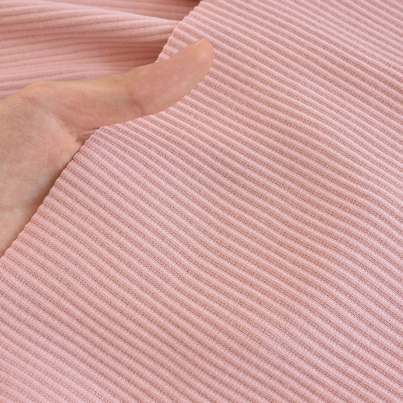 Knitted Ribbed Fabric for Long Sleeve T-shirt, Stretch Fabrics, Cotton, 7 Spandex Fabric, Ready to Ship, 110cm * 50cm