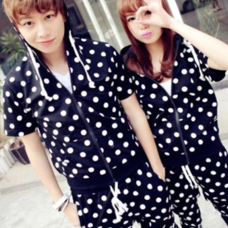 

Dot men's pants summer suit men's trend Korean version of handsome hip-hop summer men's short-sleeved ins tide brand five points