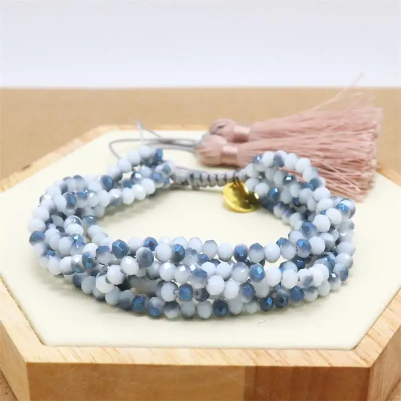 ZHONGVI Colorful Crystal Beads Bracelet Women Multi-strand Wrap Fashion Jewelry Tassel Handmade Bracelet Jewelry Gift Wholesale