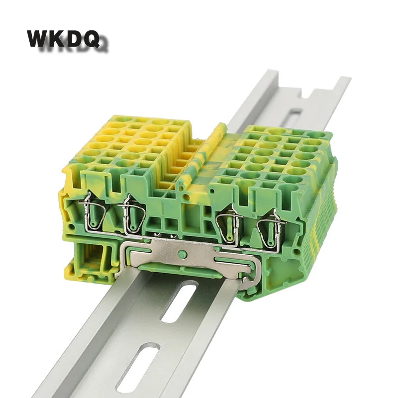 Ground Terminals ST2.5-QU-PE 5Pcs Spring Cage 4 Conductors 2.5mm Electrical Connector ST 2.5 QUATTRO PE Din Rail Terminal Block