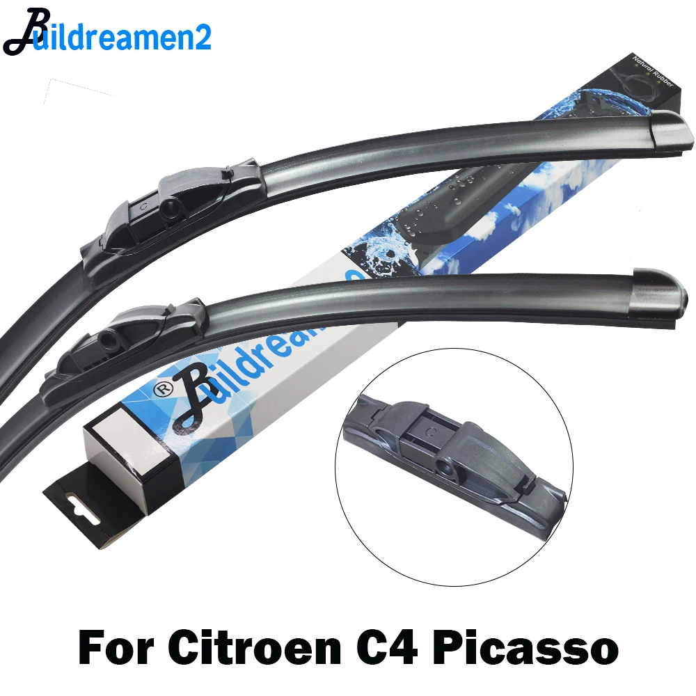 Buildreamen2 Car Wiper Blade Windscreen Rubber Wiper For Citroen C4 Picasso Fit Bayonet /Push Button / Side Pin Arms 2006-2018