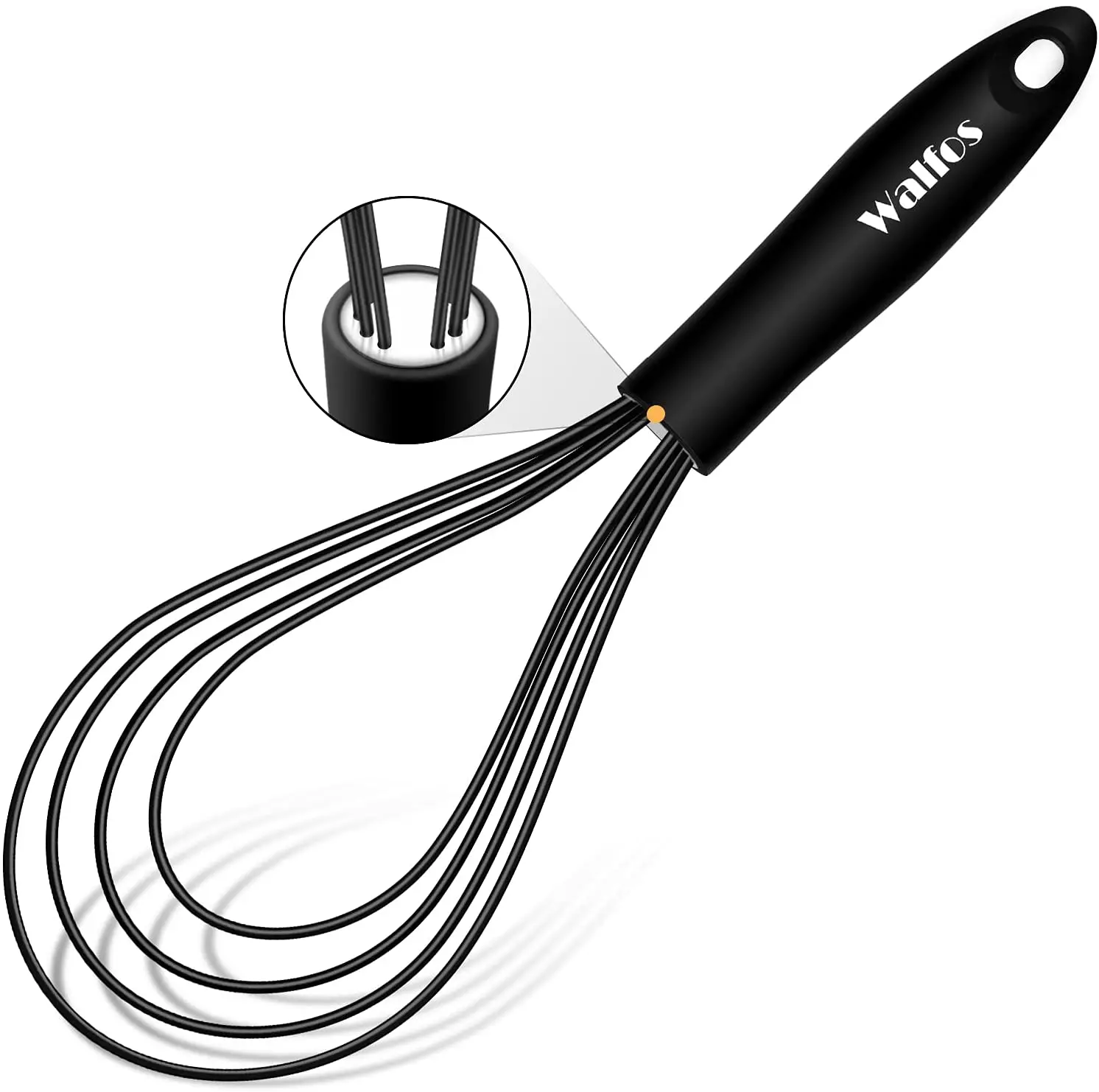 WALFOS  Silicone Whisk Stainless Steel Wire Whisk Heat Resistant Kitchen Whisks for Non-Stick Cookware Balloon Egg