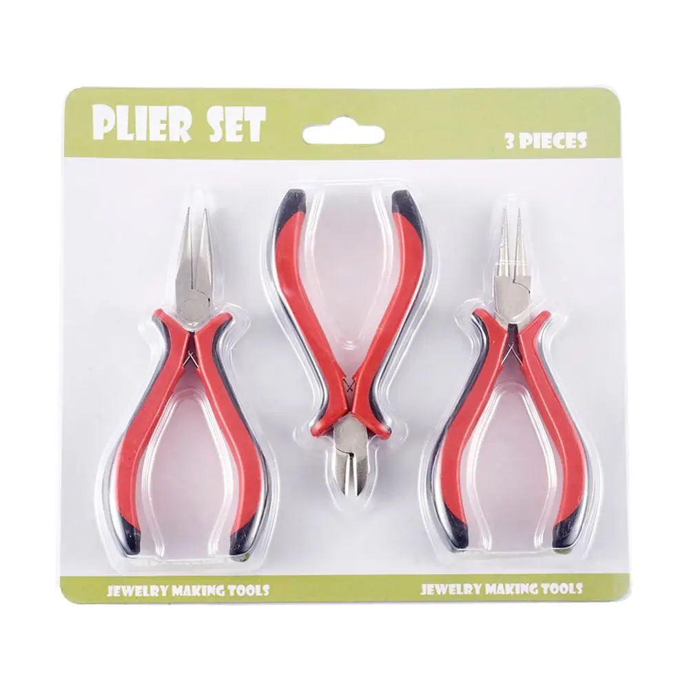 3 pz/set pinze per gioielli strumenti tagliafili ago lungo pinze per naso tondo pinza per taglio laterale per gioielli fai-da-te accessori