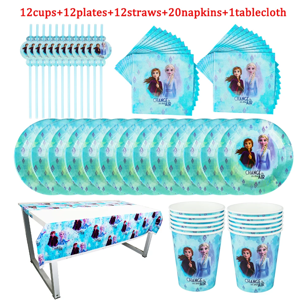 Disney Princess Frozen Theme Party Paper Cup Plate Napkin Birthday  Decorations Disposable Tableware Set High Quality Supply