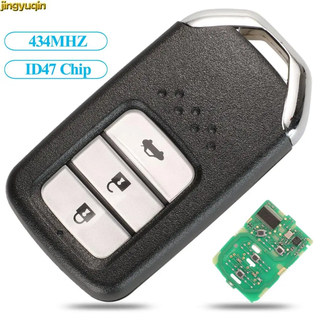 

Jingyuqin 2/3/4 BTN FSK Smart Remote Car Key 434MHZ ID47 PCF7938 Chip For Honda Greiz Fit City Jazz XRV Venzel HRV CRV