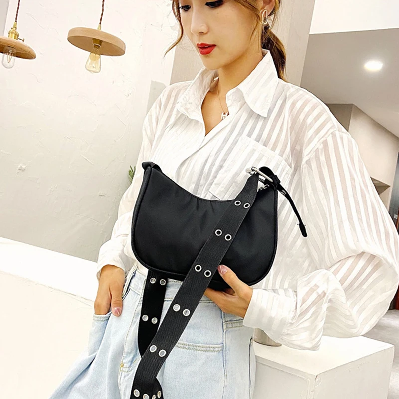Yogodlns Trendy Nylon Umhängetasche Für Frauen Vintage Umhängetaschen Weibliche Straße Messenger Handtasche und Geldbörse Reise Einfache Tote – Detail 5