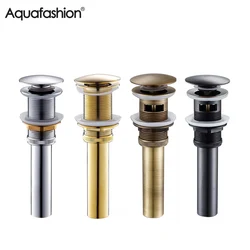 Brass Basin Sink Pop Up Drain Brass Drain Plug Gold Bathroom Sink Drain With and Without Overflow