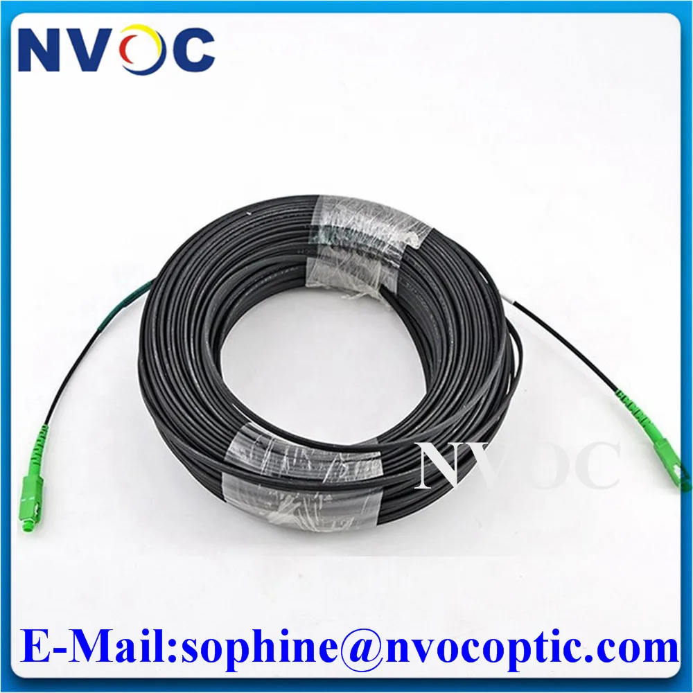 GJXH Drop Patch Cord,20M with SC/APC Connector,1C Single Core Simplex Two Steel Wires Black LSZH Jacket Indoor FTTH Fiber Jumper