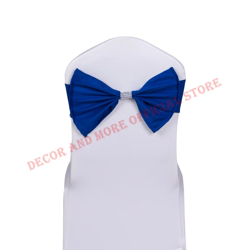 

50PCS Wholesale Polyester Solid Spandex Chair Bows Bands Hotel Banquet Wedding Chair Sashes Ties Decoration Lycra Chair Covers