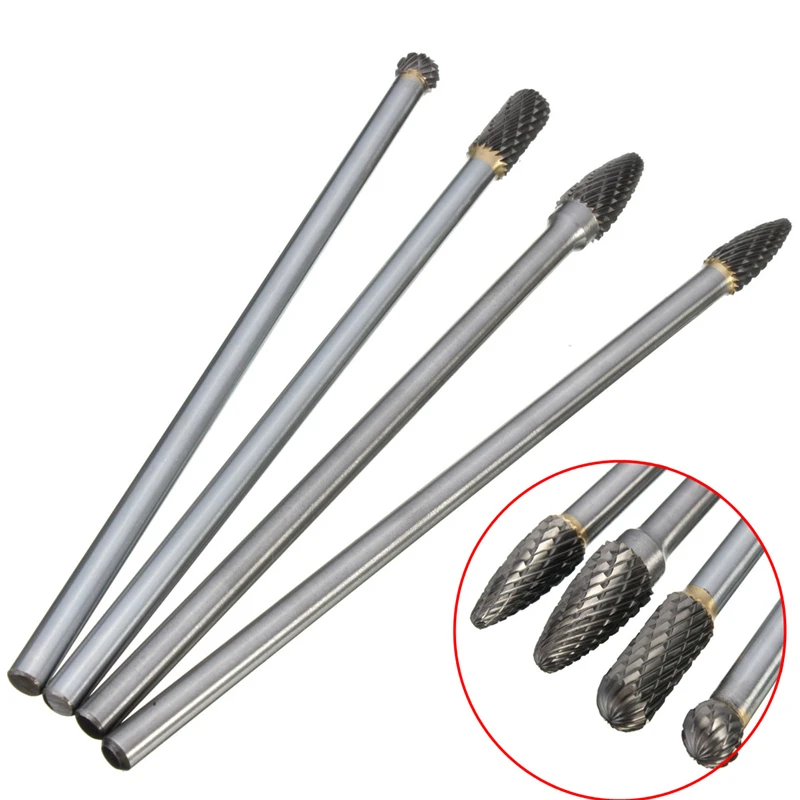 Carbide Rotary Burr Milling Cutter 1/4 Inch Shank 150mm Long Double Cut CNC Engraving Bit For Dremel